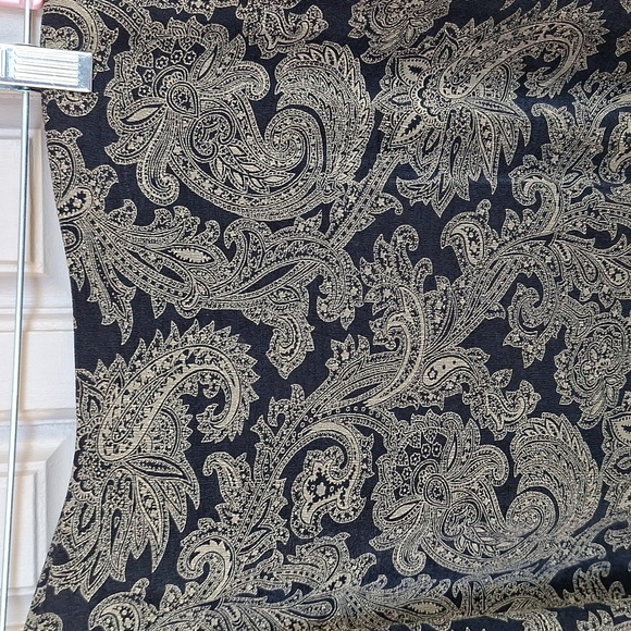 Susan Lawrence Retro Maxi Skirt SzM Paisley Knit Slit Front Black/Tan - Picture 7 of 7